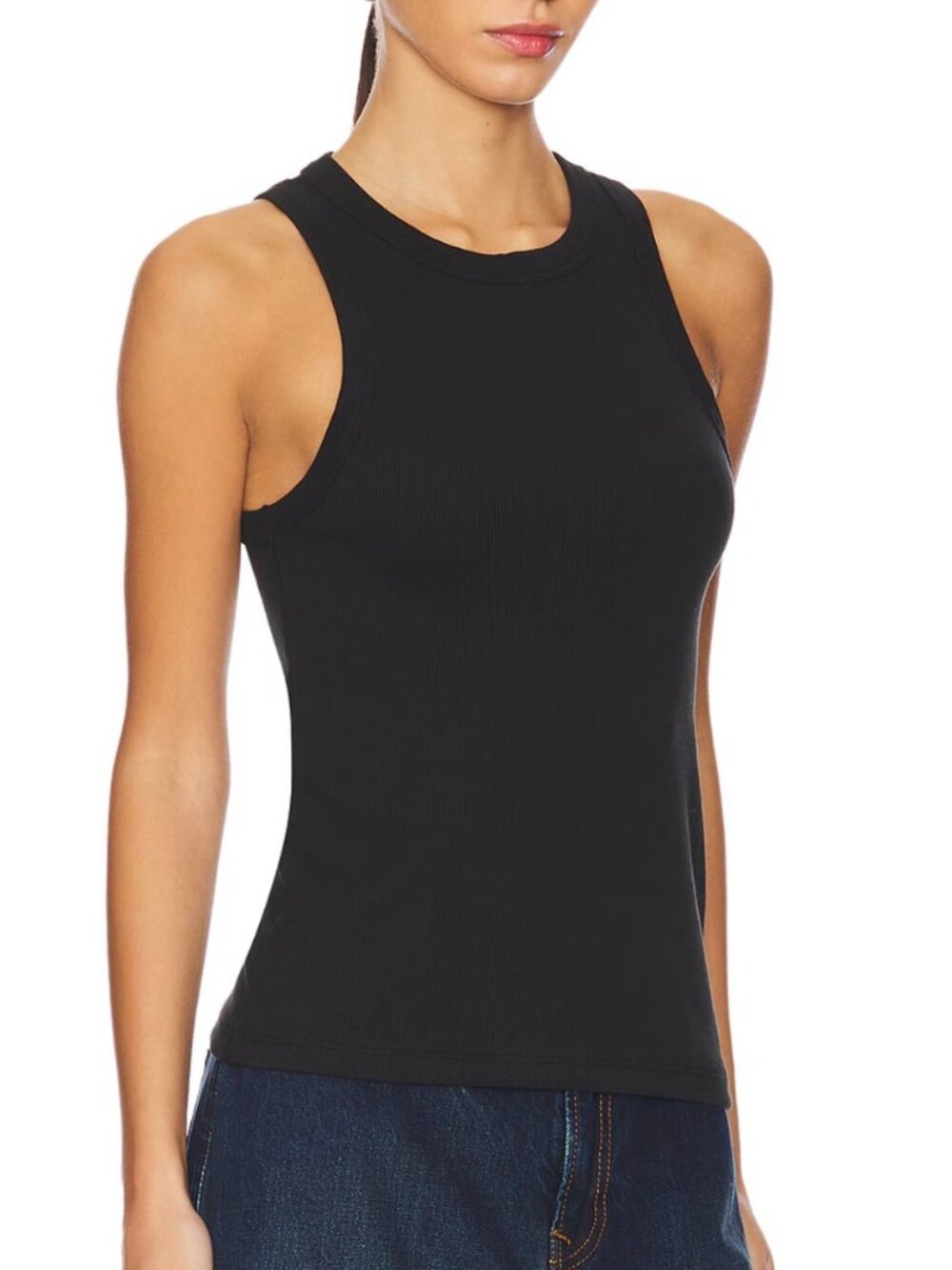 Sold Out NYC Not So Basic Tank Black Ribbed Halter Racerback Large